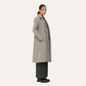 Humility Women's Houndstooth Long Coat in Grey