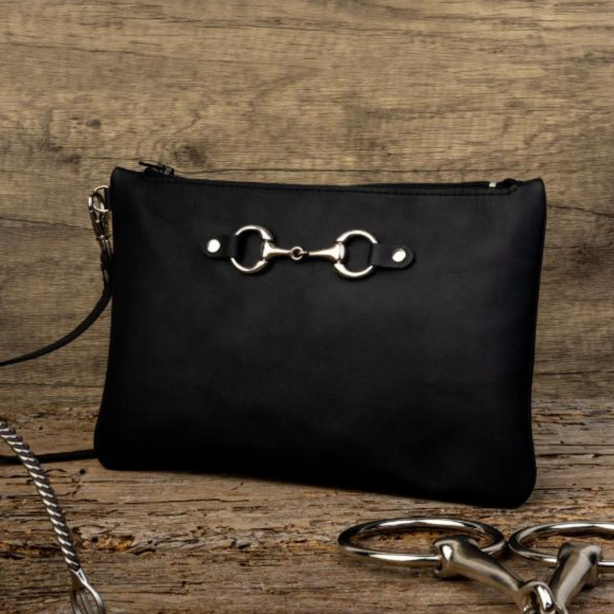 Jo's Small Snaffle Bit Leather Bag in Black