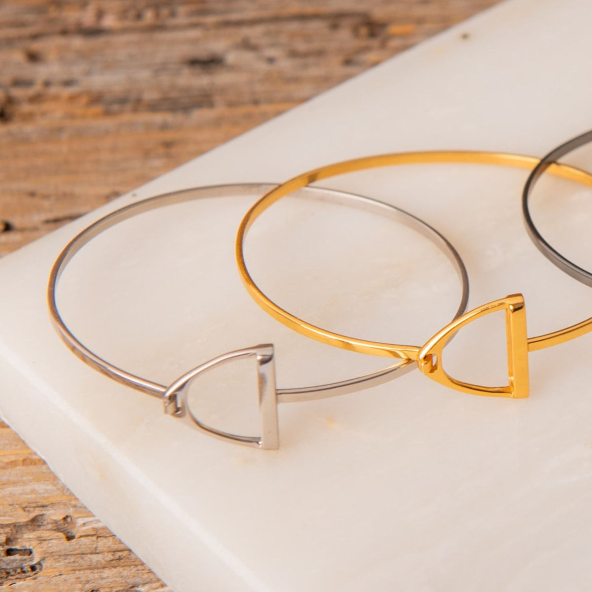 Jo's Sterling Silver Cuff Stirrup Bracelet  in Silver