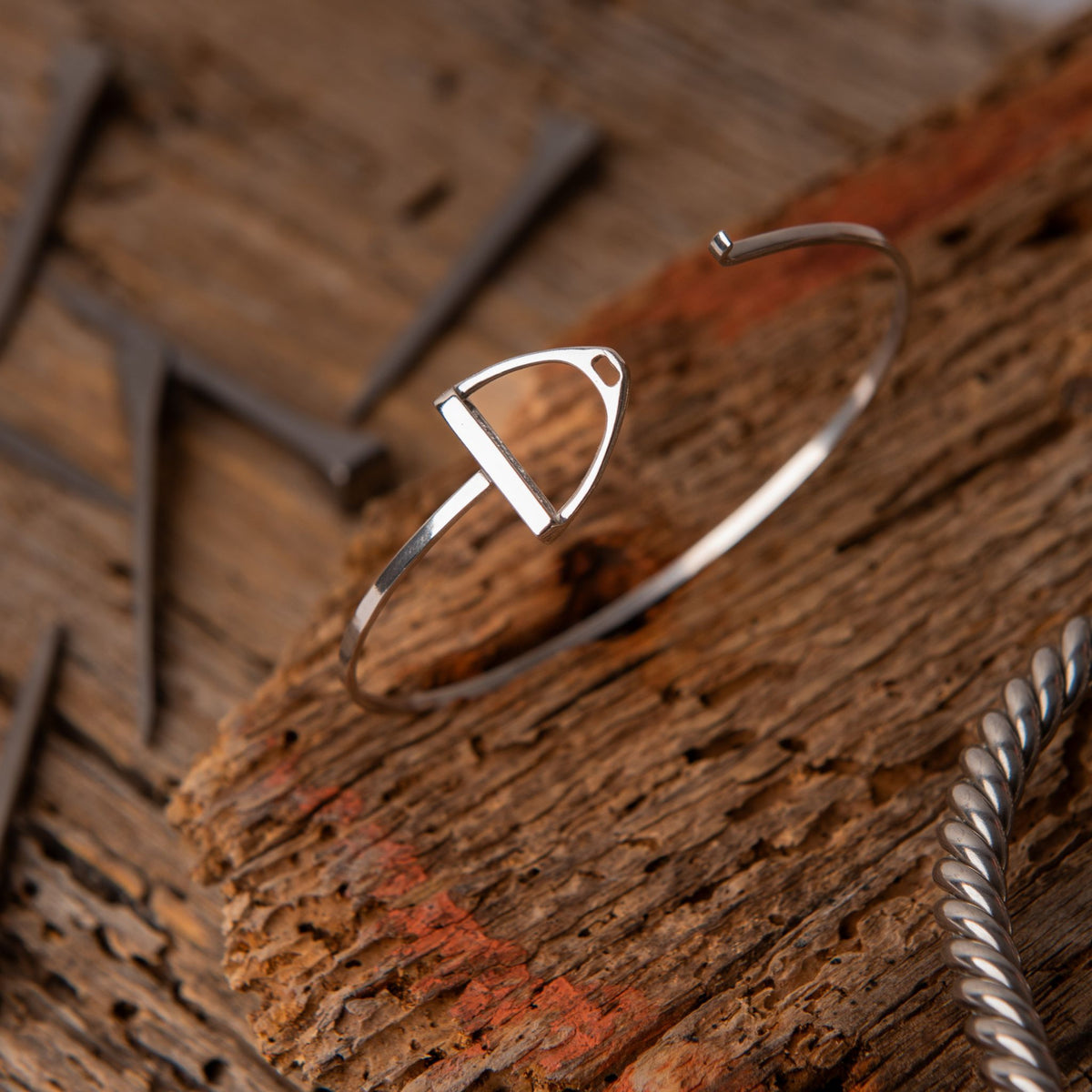 Jo's Sterling Silver Cuff Stirrup Bracelet  in Silver