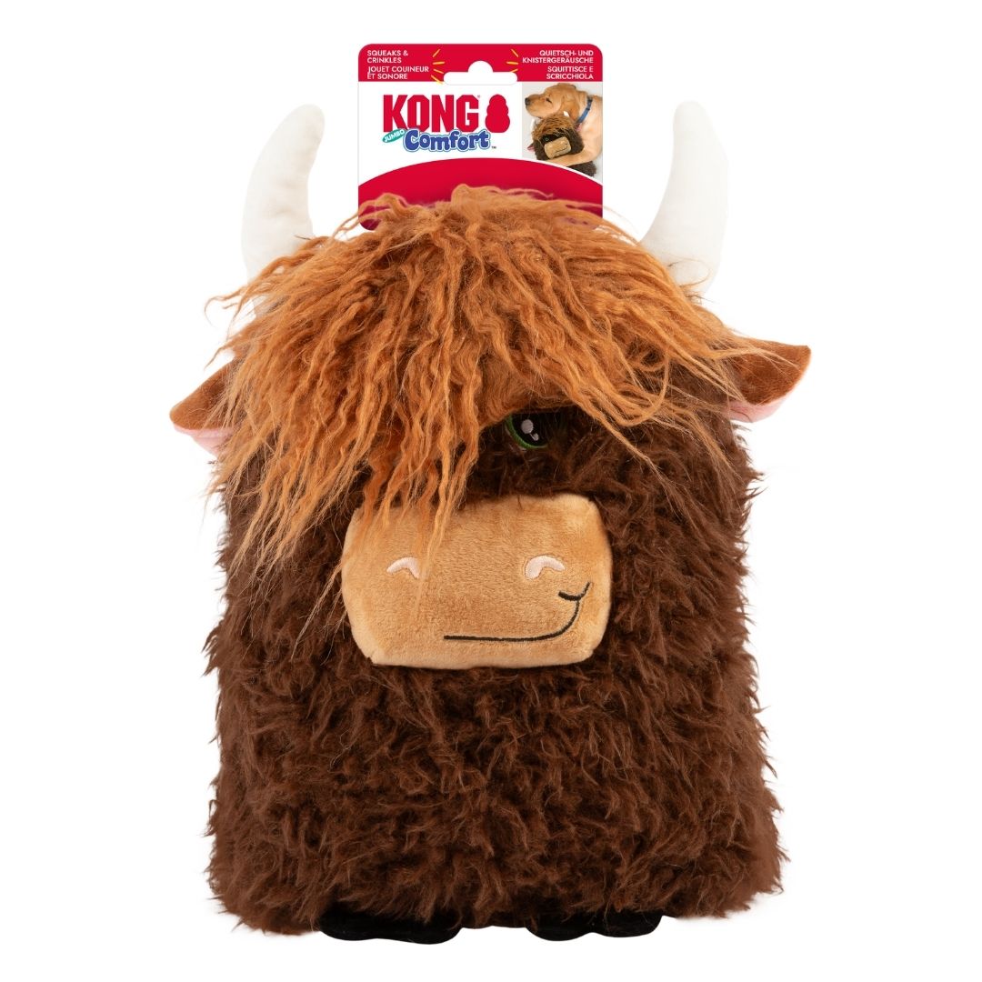 KONG Comfort Jumbo Highland Cow Dog Plush Toy