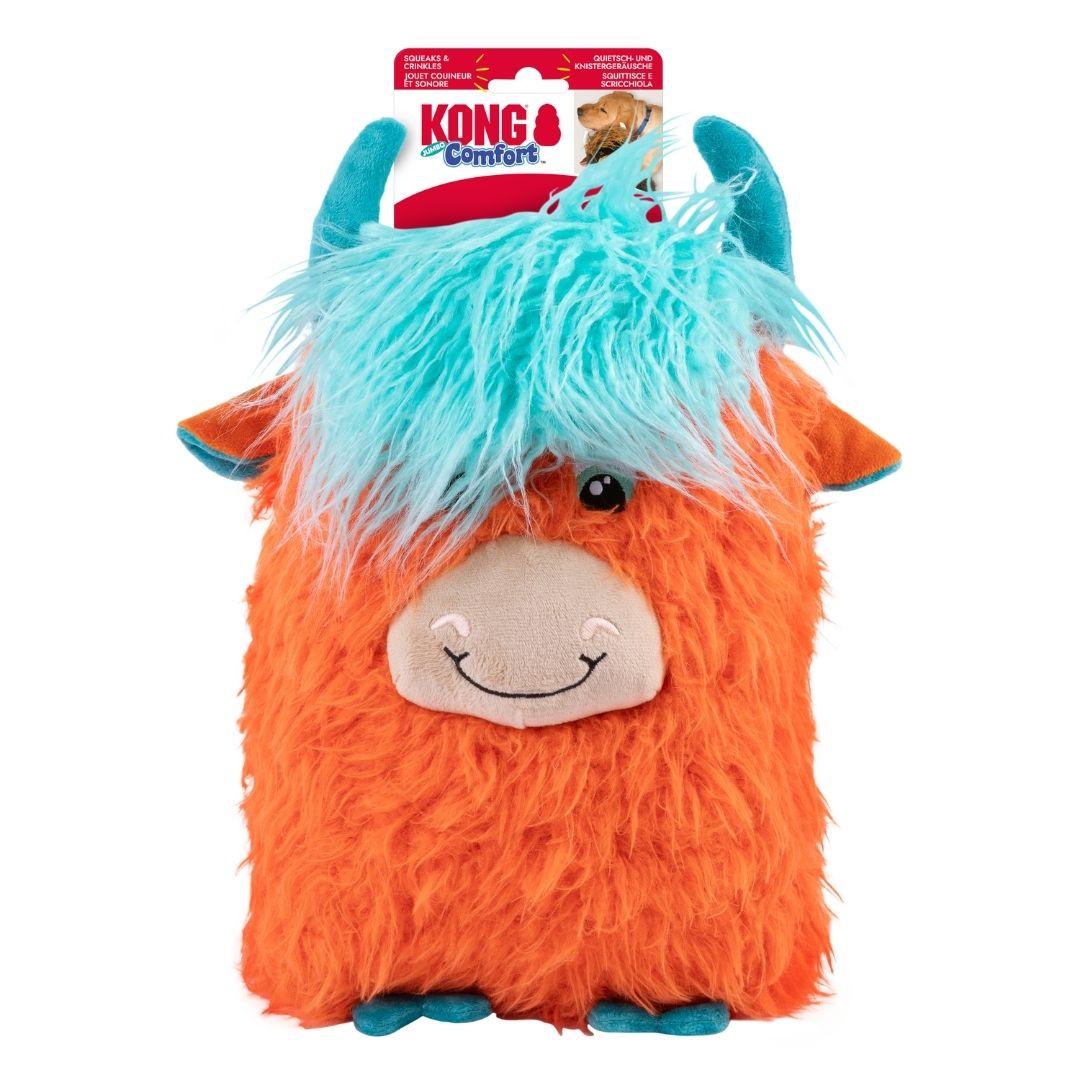 KONG Comfort Jumbo Highland Cow Dog Plush Toy