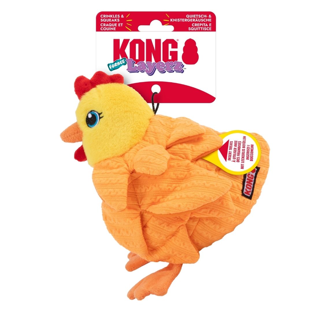 KONG Layerz Forage Hen Dog Plush Toy