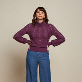 King Louie Women's Jeanie Rollneck Top Farfalle in Caspia Purple