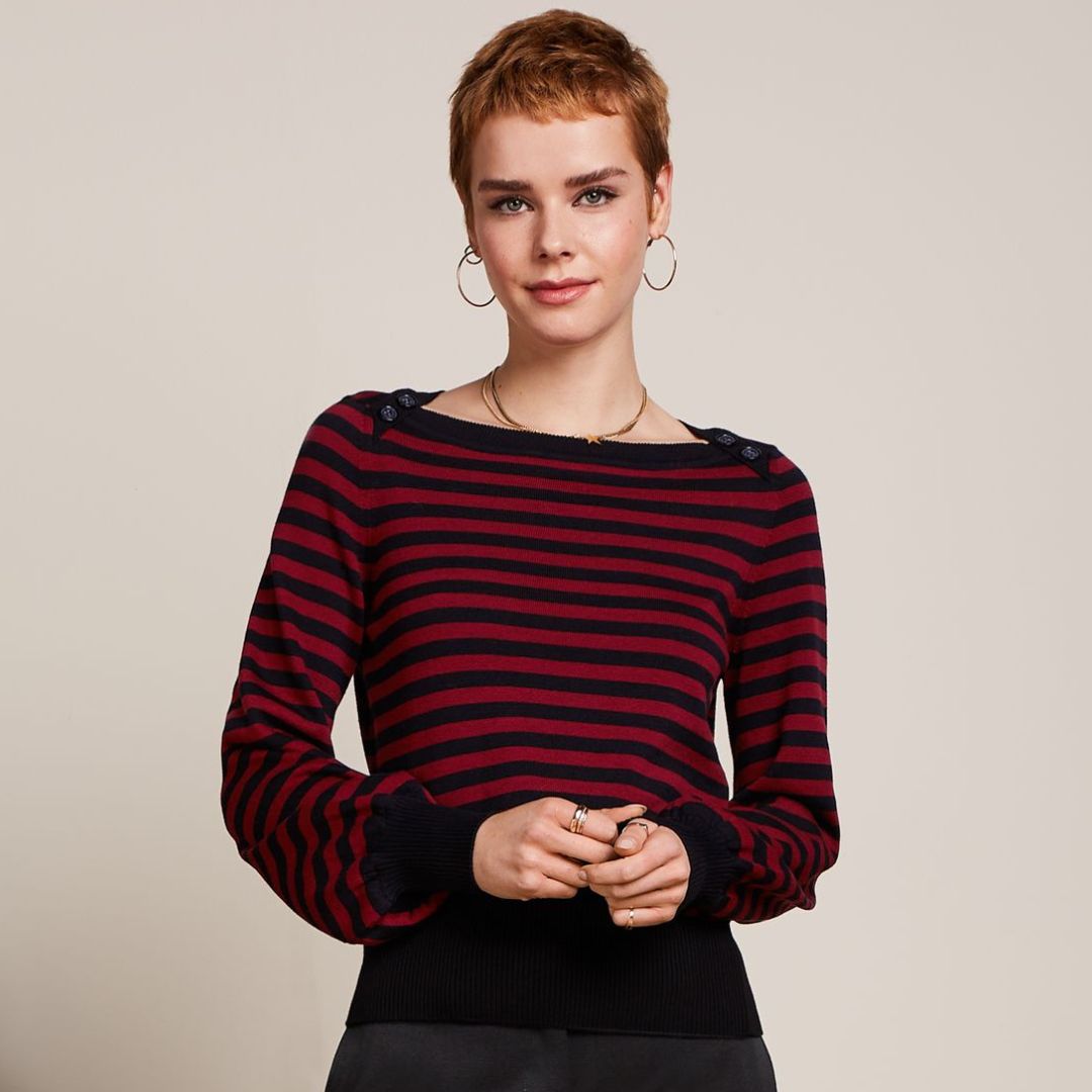 King Louie Women's Marie Bell Top Loop Stripe in Cabernet Red