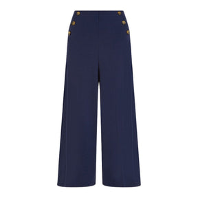 King Louie Women's Pia Cullote Milano Uni Trousers in Evening Blue