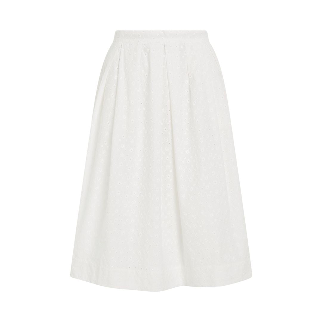 King Louie Women's Suzette Pleat Skirt Rosa Broderie Anglaise in White