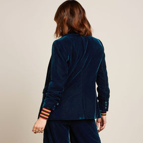 King Louie Women's Brooke Blazer Gamine Velvet in Pond Blue