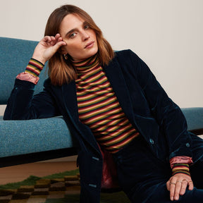 King Louie Women's Brooke Blazer Gamine Velvet in Pond Blue
