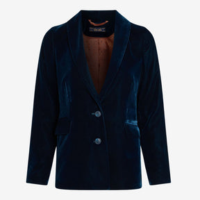 King Louie Women's Brooke Blazer Gamine Velvet in Pond Blue