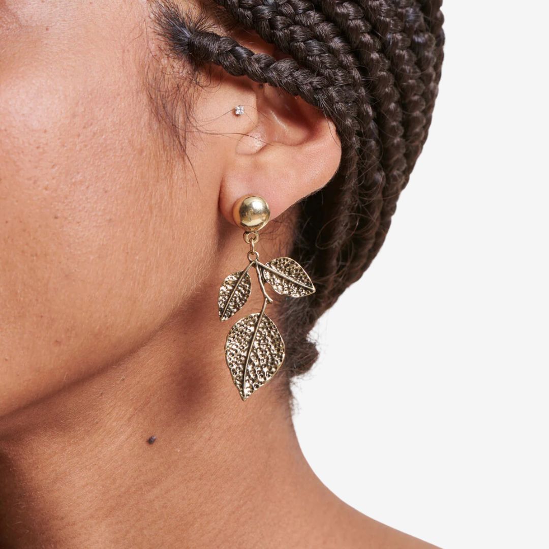 La Fee Maraboutee Golden Leaf Earrings