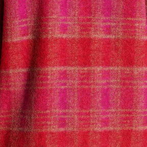 La Fee Maraboutee Women's Long Checked Coat in Cranberry & Pink