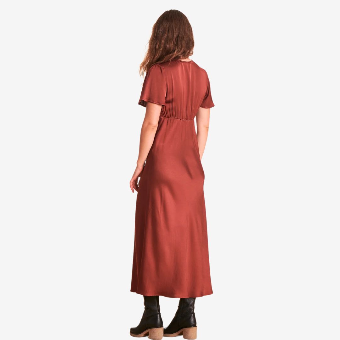 La Fee Maraboutee Women's Long Flowing Fitted Dress in Cranberry