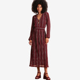 La Fee Maraboutee Women's Long Striped Dress in Cranberry in Pink