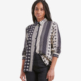 La Fee Maraboutee Women's Loose-Fitting Printed Shirt in Navy & White