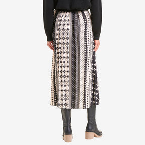 La Fee Maraboutee Women's Mid-Length Skirt in Ecru with Blue and White Print