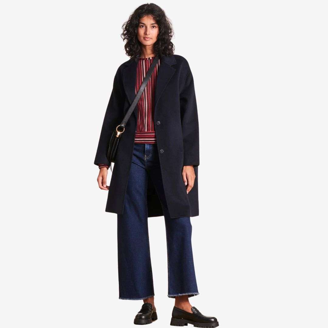 La Fee Maraboutee Women's Mid-Length Wool Coat in Navy