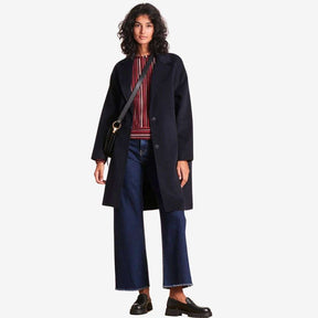 La Fee Maraboutee Women's Mid-Length Wool Coat in Navy