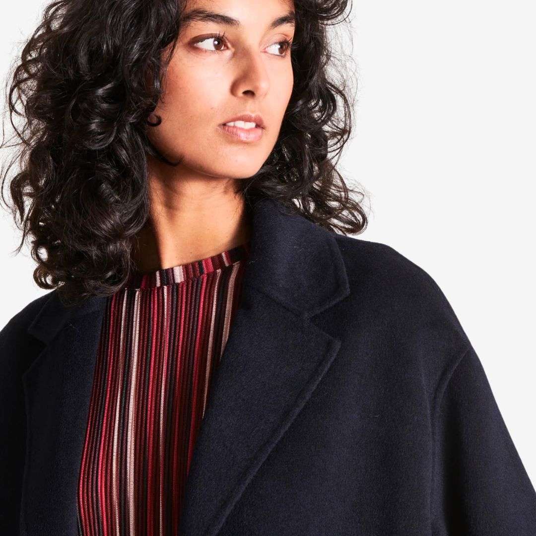 La Fee Maraboutee Women's Mid-Length Wool Coat in Navy
