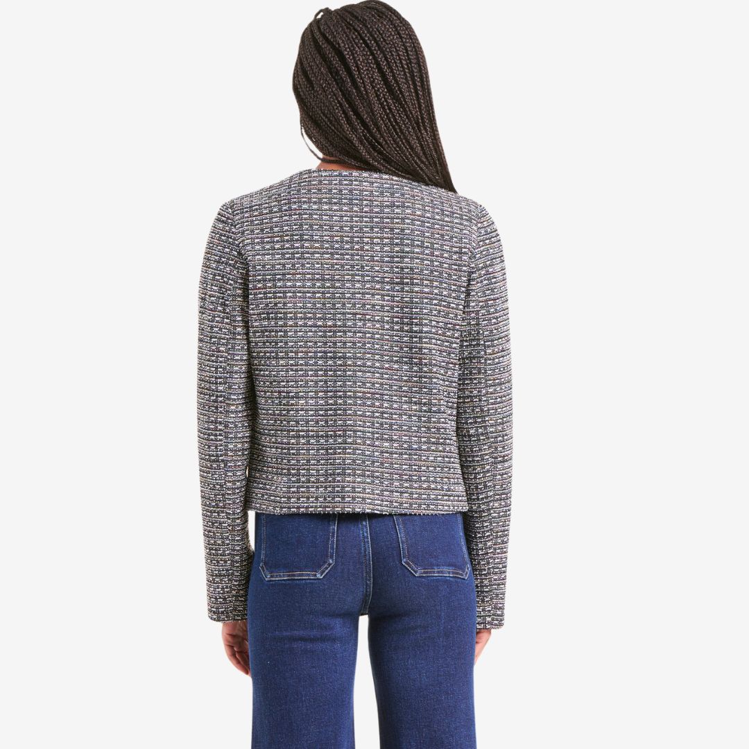 La Fee Maraboutee Women's Short Tweed Jacket in Grey