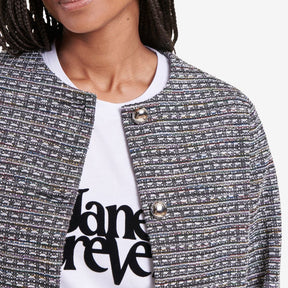 La Fee Maraboutee Women's Short Tweed Jacket in Grey