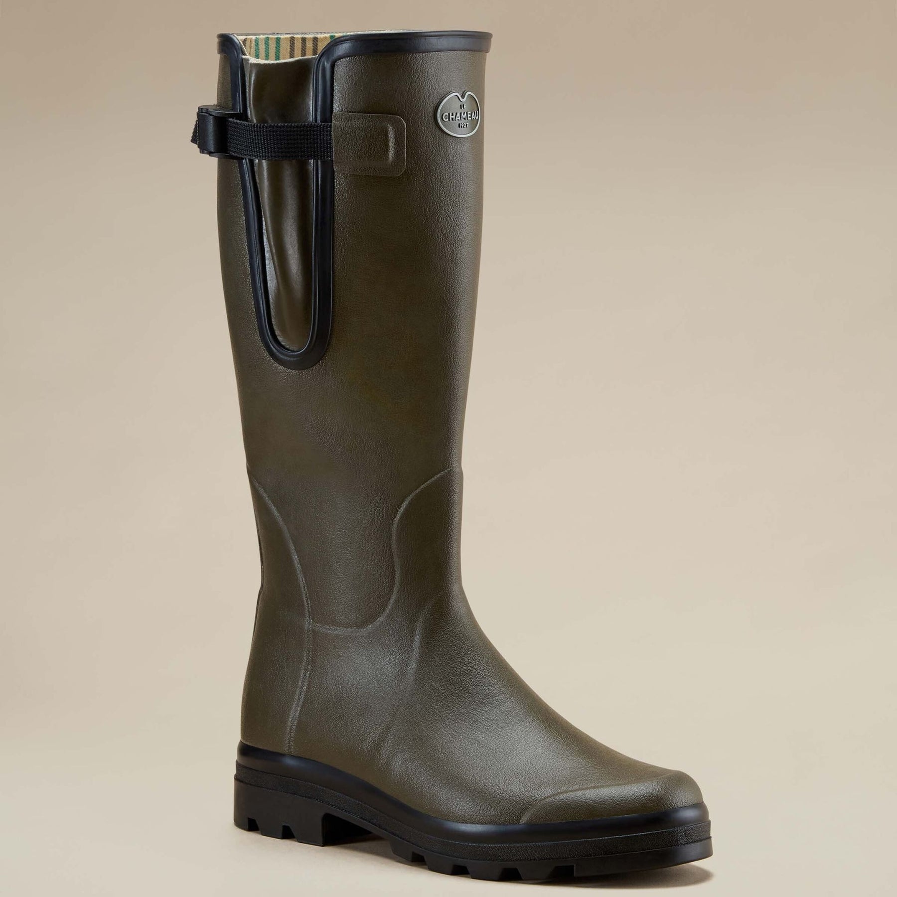 Le Chameau Men's Vierzon Jersey Lined Wellington Boot in Vert Chameau (Chameau Green)