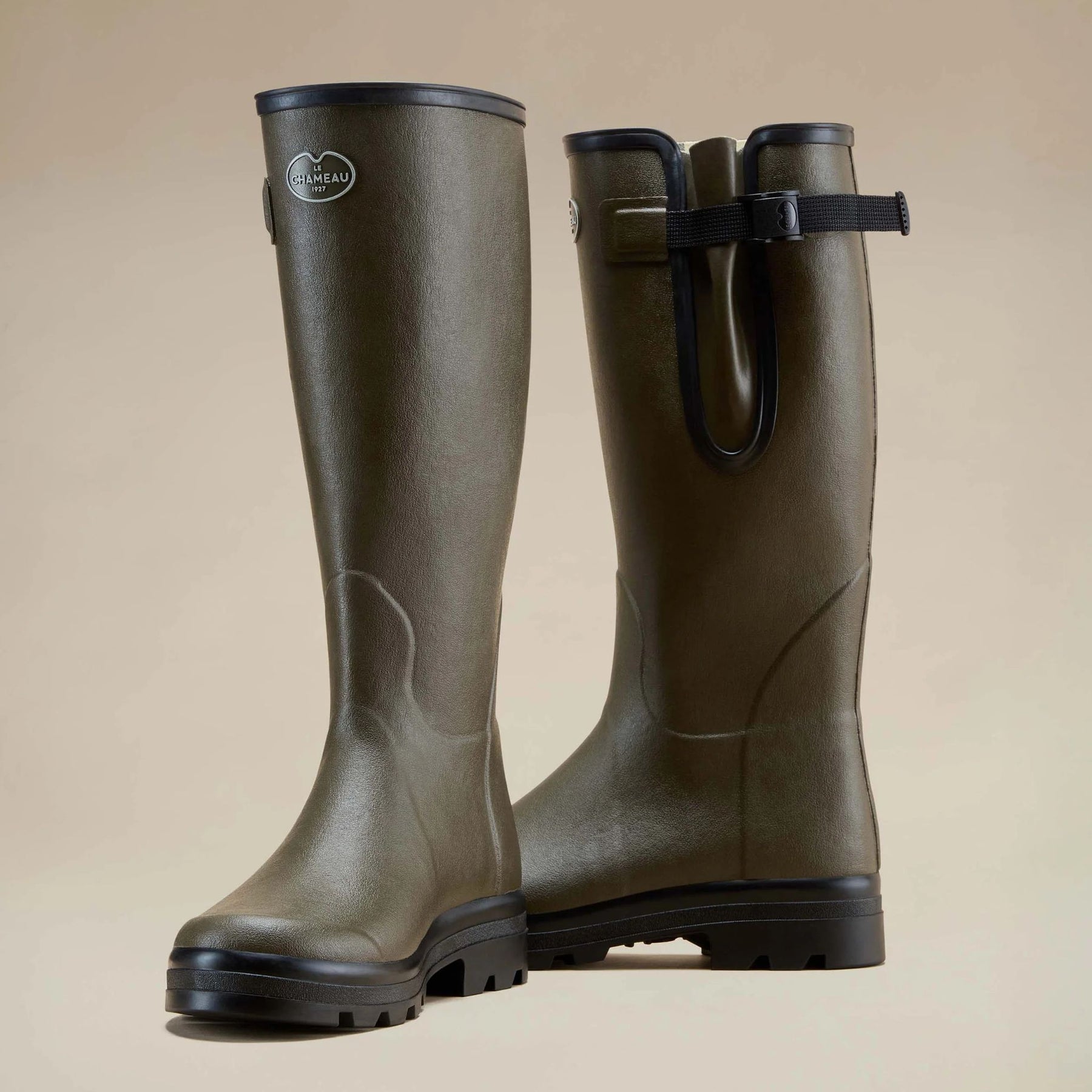 Le Chameau Men's Vierzon Jersey Lined Wellington Boot in Vert Chameau (Chameau Green)