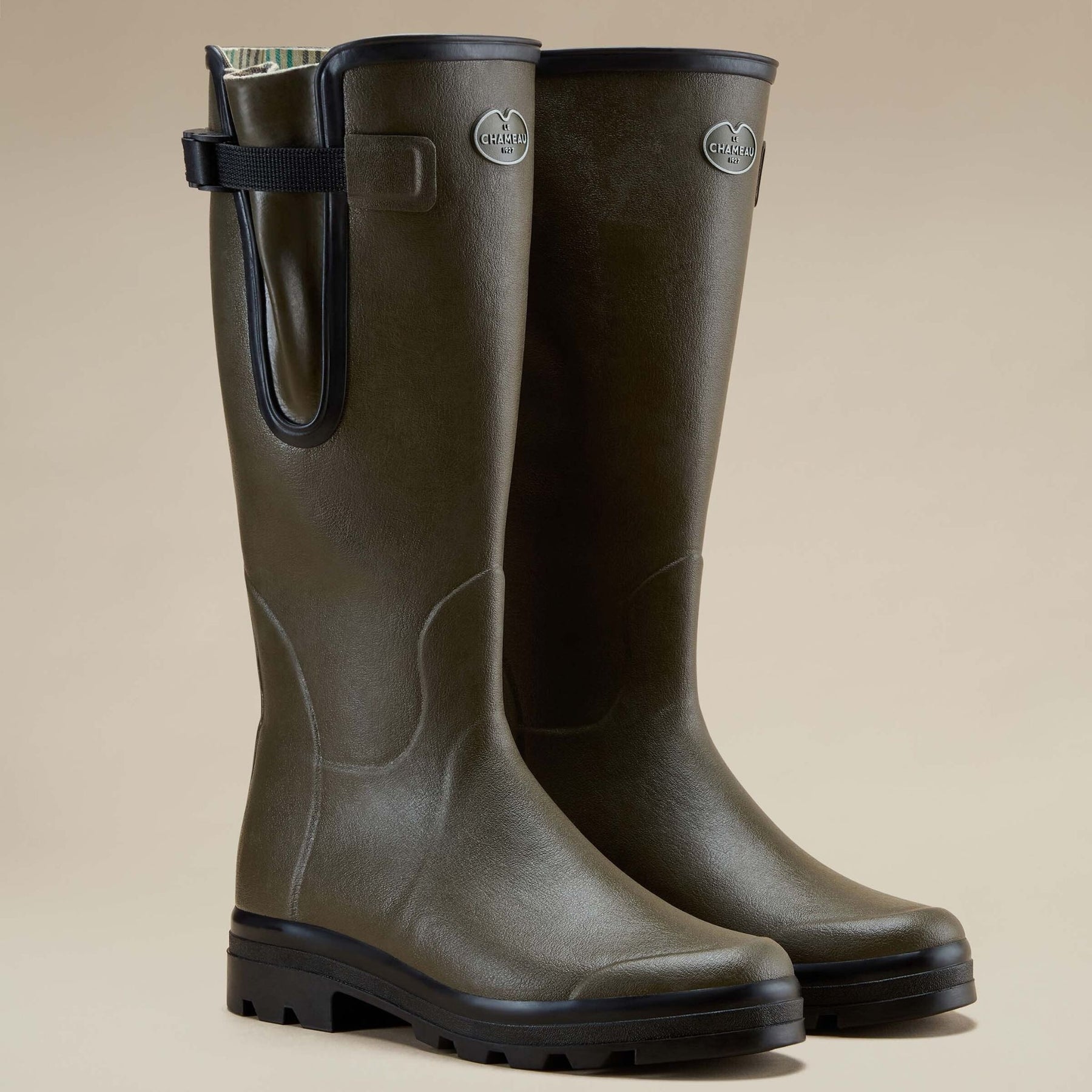 Le Chameau Men's Vierzon Jersey Lined Wellington Boot in Vert Chameau (Chameau Green)