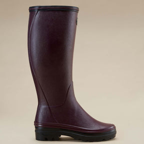 Le Chameau Women's Giverny Jersey Lined Wellington Boot in Cherry