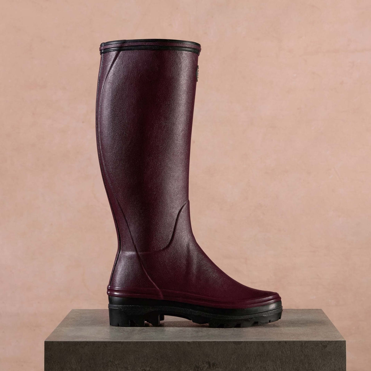 Le Chameau Women's Giverny Jersey Lined Wellington Boot in Cherry