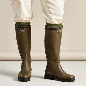 Le Chameau Women's Giverny Jersey Lined Wellington Boot in Vert Chameau (Chameau Green)