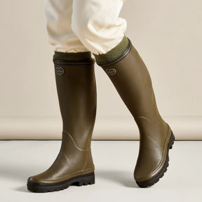 Le Chameau Women's Giverny Jersey Lined Wellington Boot in Vert Chameau (Chameau Green)