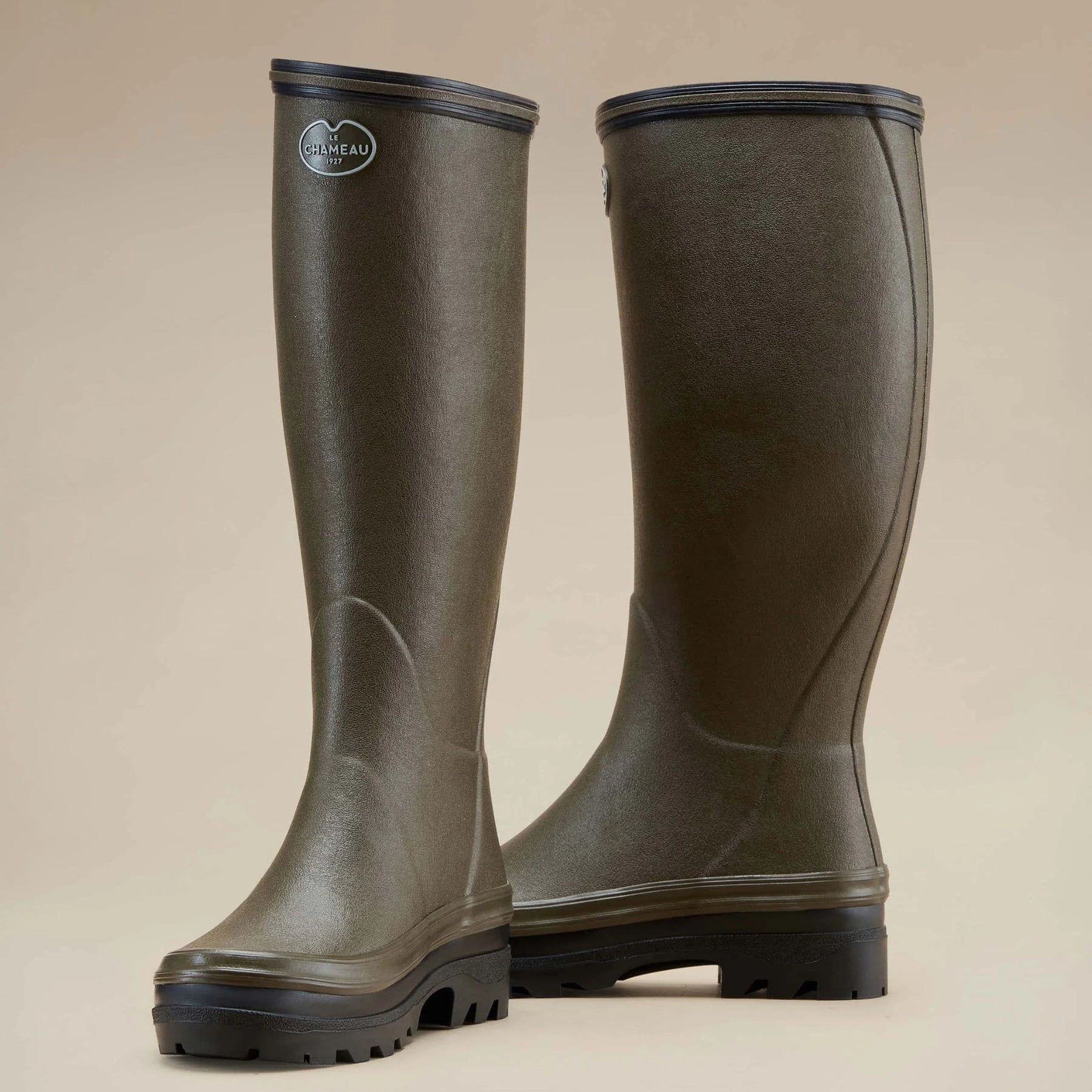 Le Chameau Women's Giverny Jersey Lined Wellington Boot in Vert Chameau (Chameau Green)
