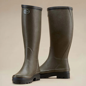 Le Chameau Women's Giverny Jersey Lined Wellington Boot in Vert Chameau (Chameau Green)