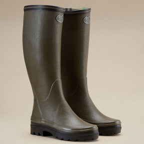 Le Chameau Women's Giverny Jersey Lined Wellington Boot in Vert Chameau (Chameau Green)
