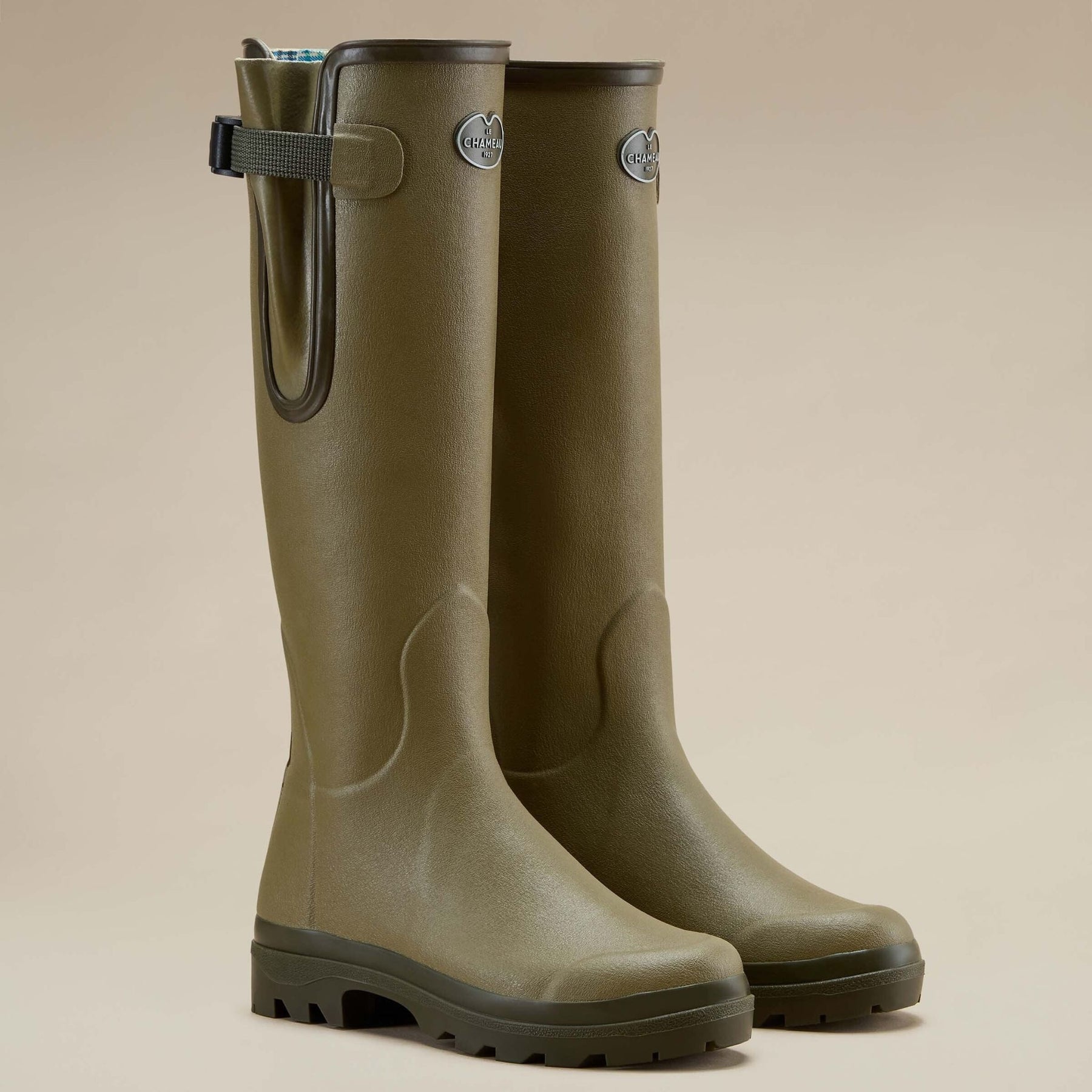 Le Chameau Women's Vierzon Jersey Lined Wellington Boots in Vert Vierzon (Iconic Green)