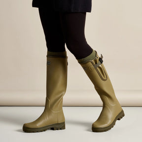 Le Chameau Women's Vierzon Jersey Lined Wellington Boots in Vert Vierzon (Iconic Green)