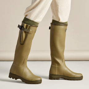 Le Chameau Women's Vierzon Jersey Lined Wellington Boots in Vert Vierzon (Iconic Green)