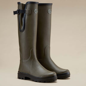 Le Chameau Women's Vierzon Jersey Lined Wellington Boots in Vert Chameau (Chameau Green)