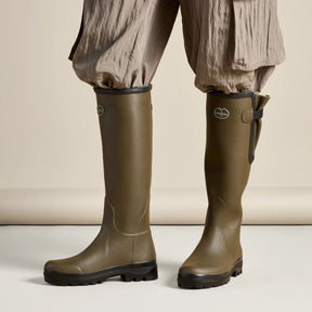 Le Chameau Women's Vierzon Jersey Lined Wellington Boots in Vert Chameau (Chameau Green)