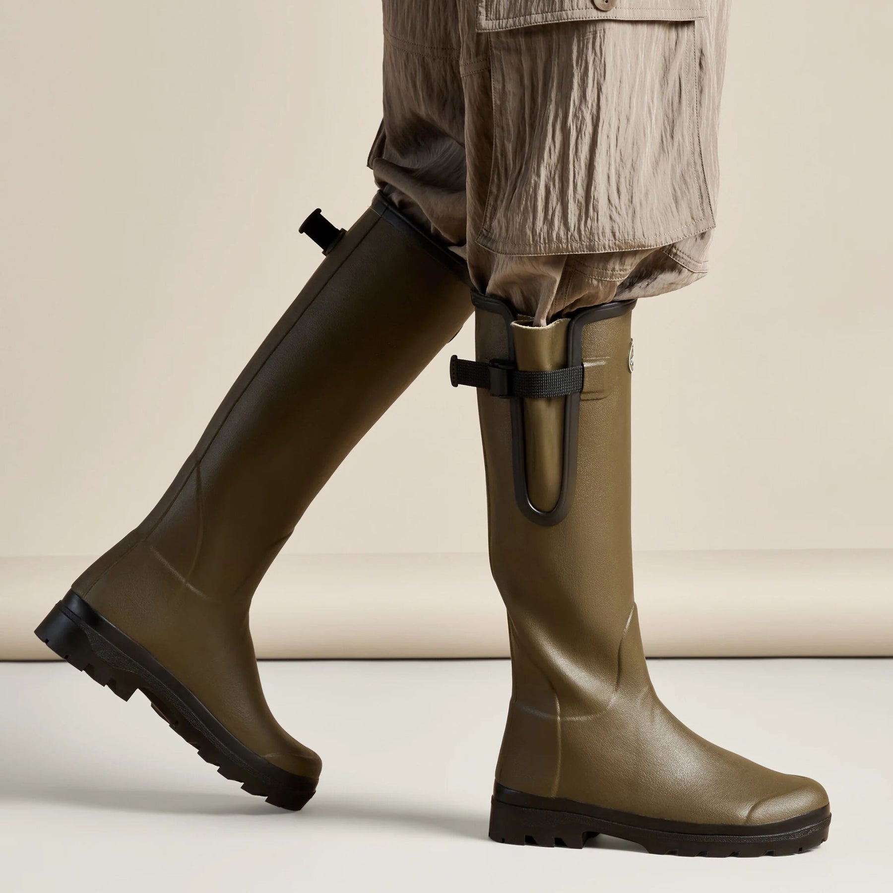 Le Chameau Women's Vierzon Jersey Lined Wellington Boots in Vert Chameau (Chameau Green)