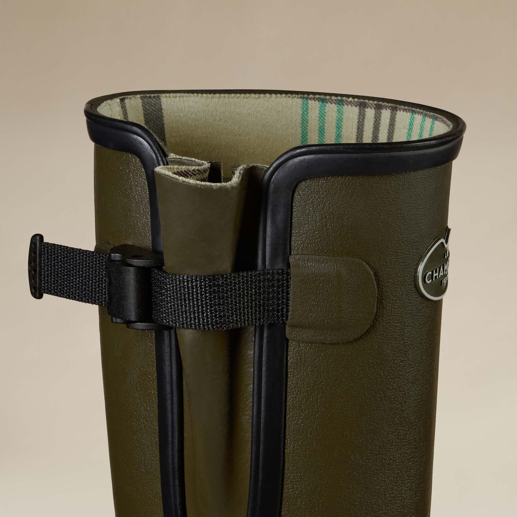 Le Chameau Women's Vierzon Jersey Lined Wellington Boots in Vert Chameau (Chameau Green)