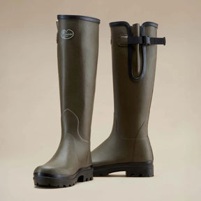 Le Chameau Women's Vierzon Jersey Lined Wellington Boots in Vert Chameau (Chameau Green)