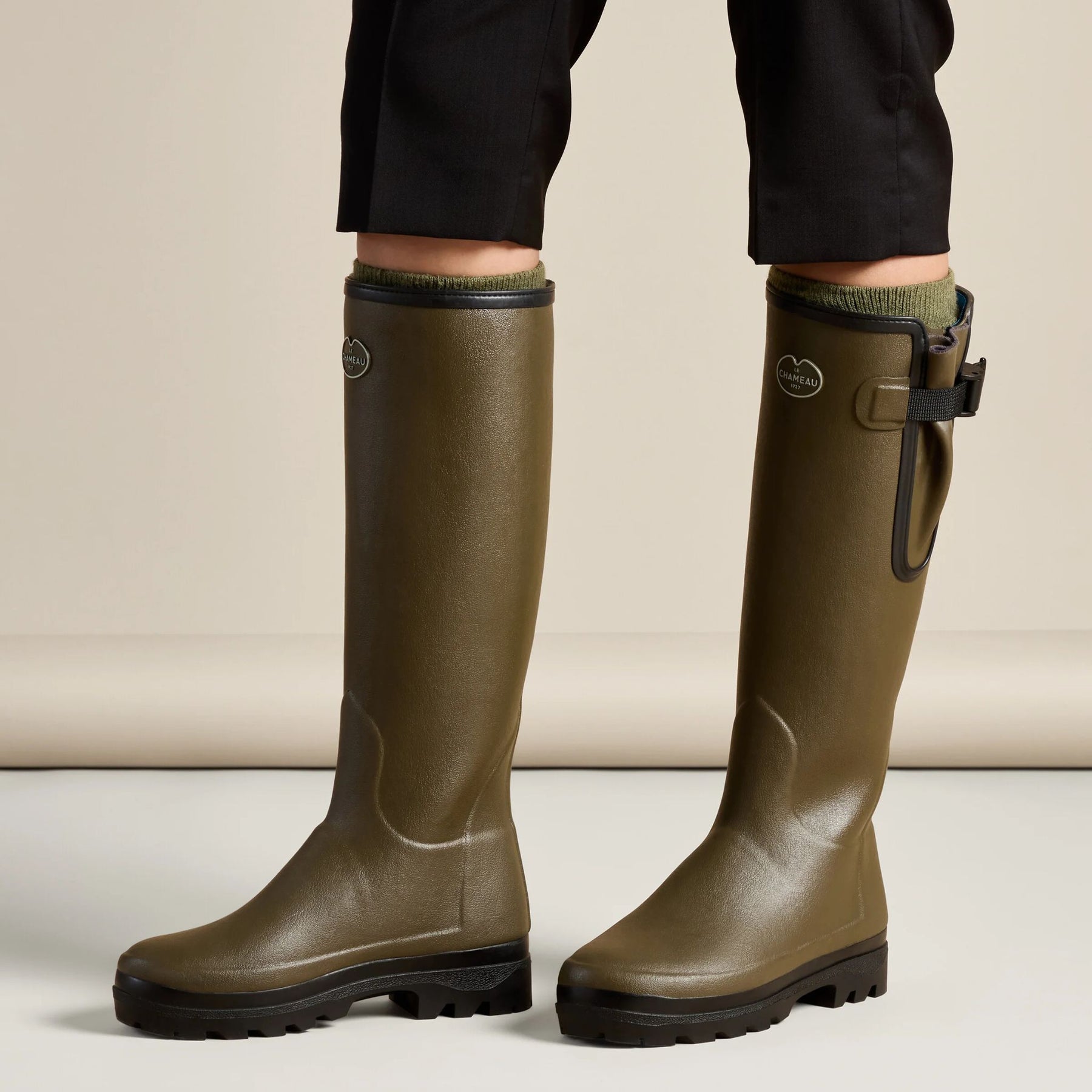 Le Chameau Women's Vierzonord Neoprene Lined Wellington Boot in Chameau Green