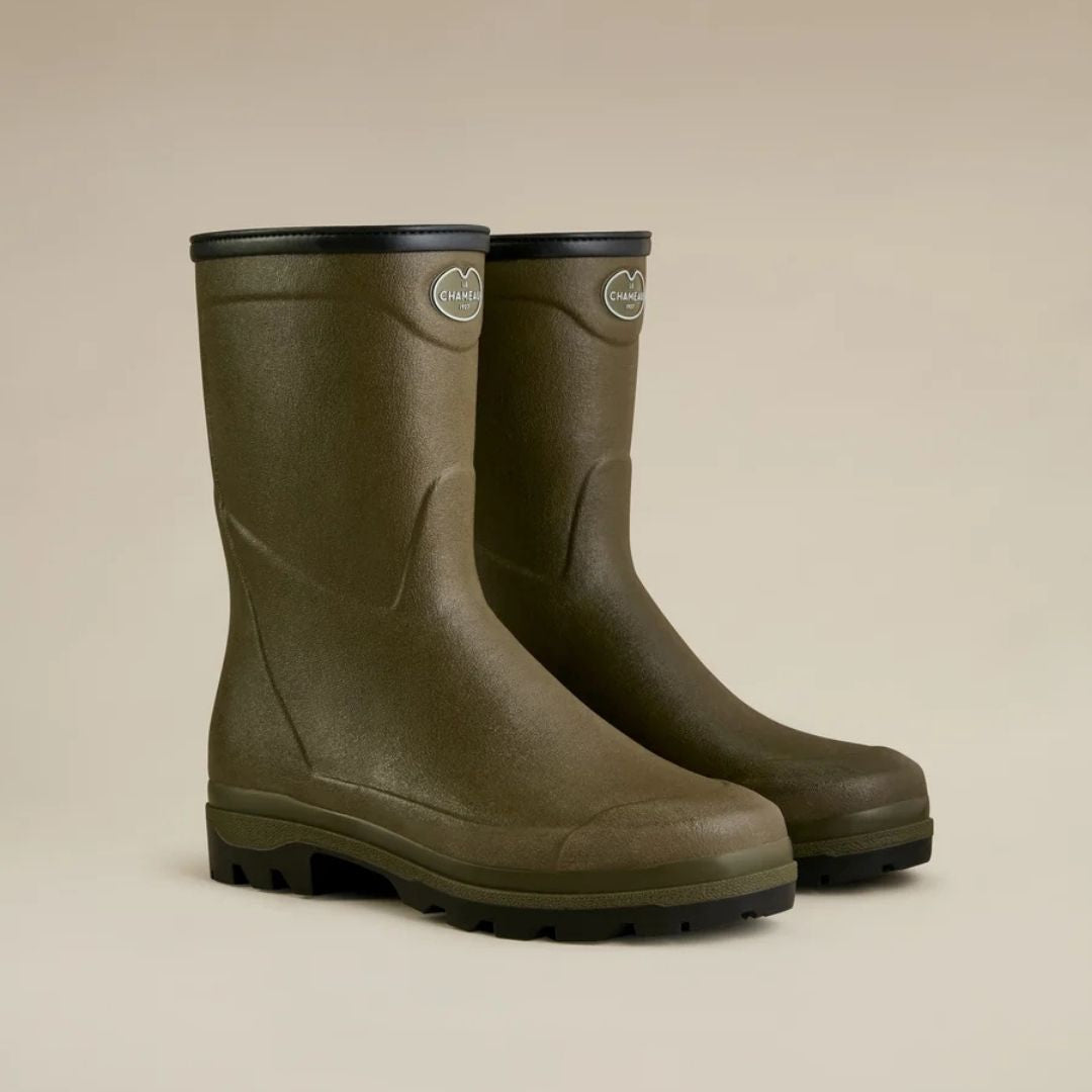 Le Chameau Men's Country Cross Neoprene Lined Bottillon Wellington Boots in Vert Chameau