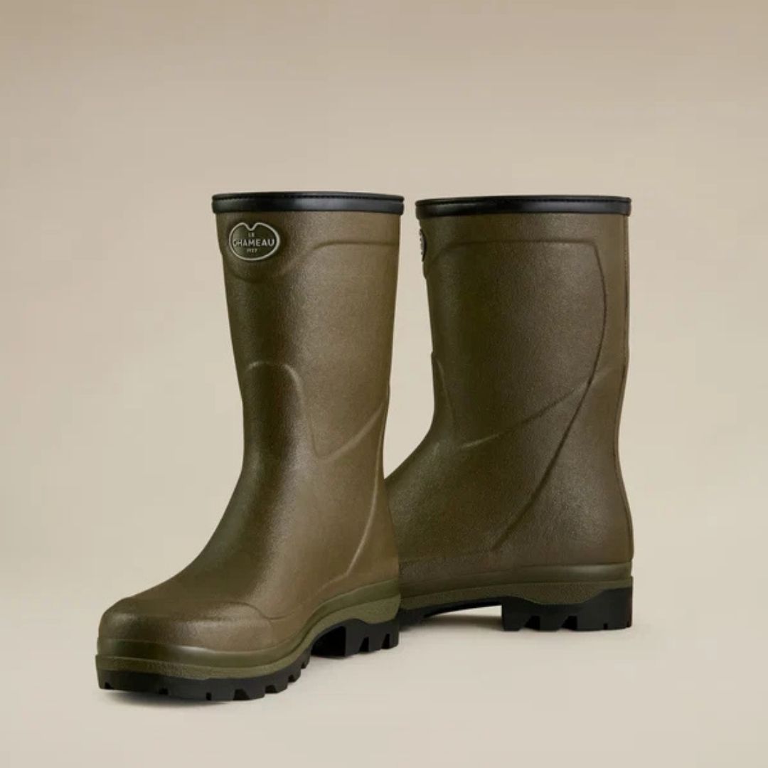 Le Chameau Men's Country Cross Neoprene Lined Bottillon Wellington Boots in Vert Chameau
