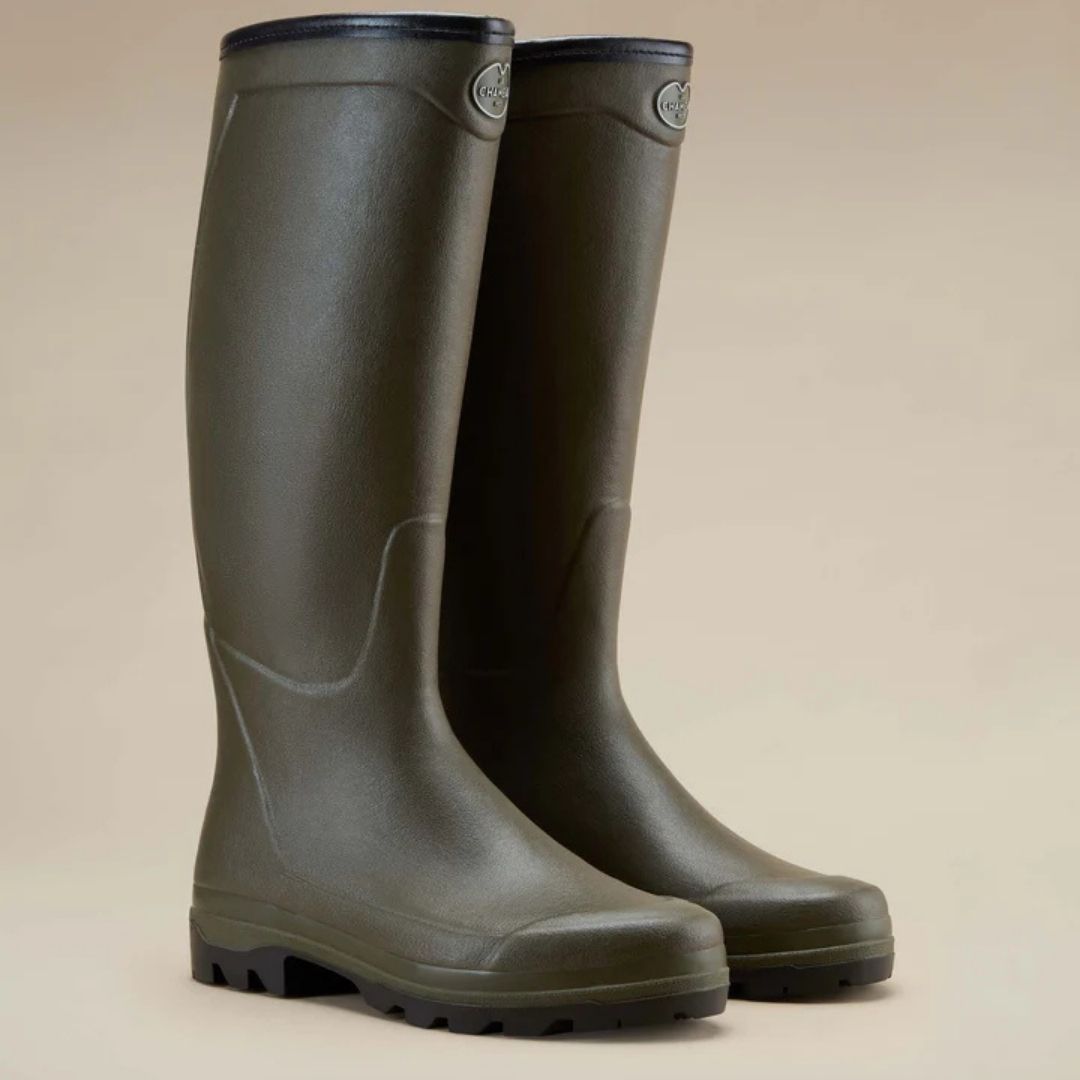 Le Chameau Men's Country Cross Neoprene Lined Wellington Boot in Chameau Green