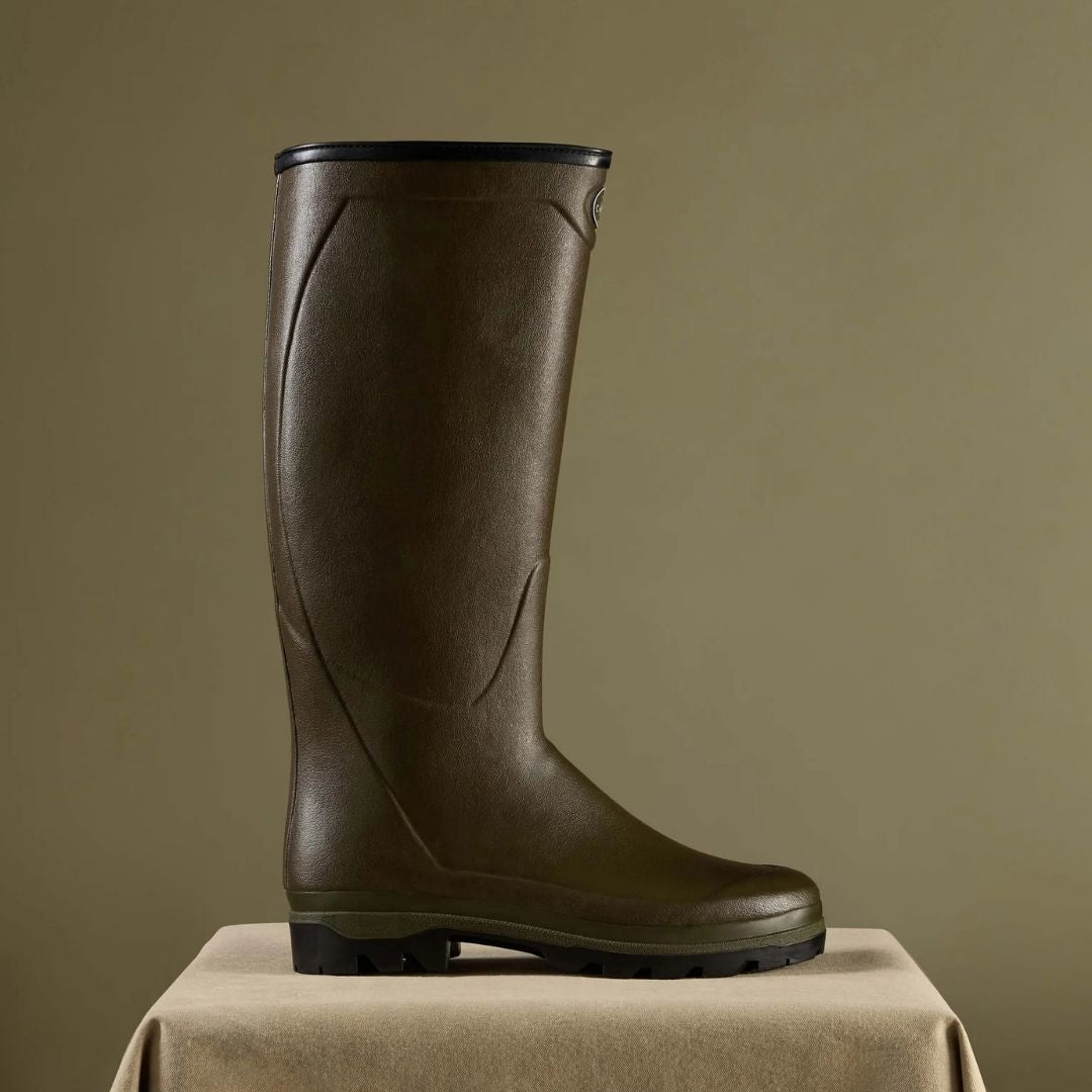 Le Chameau Men's Country Cross Neoprene Lined Wellington Boot in Chameau Green