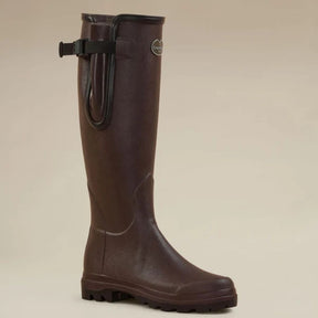 Le Chameau Women's Vierzon Héritage Jersey Lined Wellington Boot in Marron Fonce