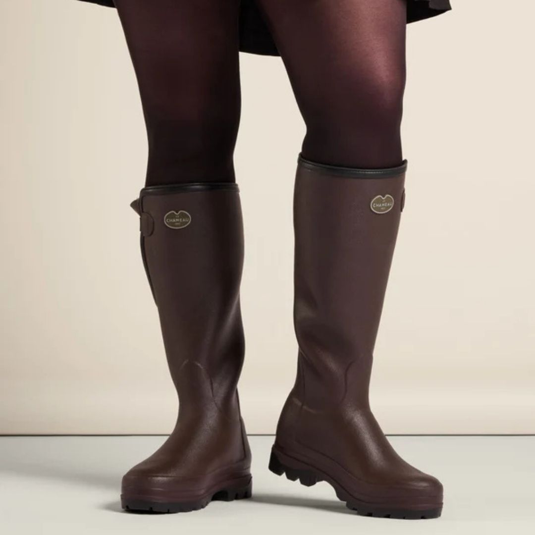 Le Chameau Women's Vierzonord Neoprene Lined Wellington Boot in Marron Fonce